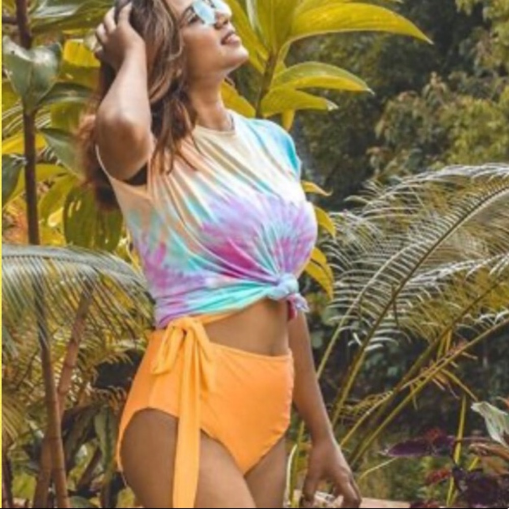 Yellow One Shoulder High Waisted Lined Bikini - Picture 5 of 12